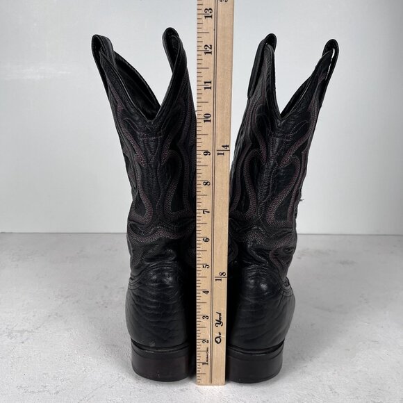 J Chisholm Bullhide Leather Black Cowboy Boots Western Mens 8 D Vintage - Picture 4 of 12